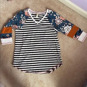 Matilda Jane Black & White Striped V-Neck Top